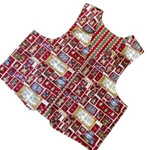 Vintage 90's Handmade Grandma's Gingerbread Open Vest 2X FOLK ART WHIMSICAL